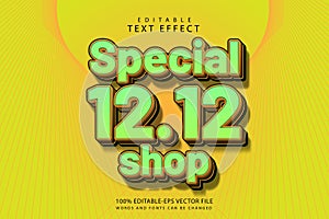 Special 12.12 shop editable text effect 3 dimension emboss modern style
