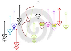 Special target point arrows or aiming point arrows or lakhyabhed arrows with love sign icon