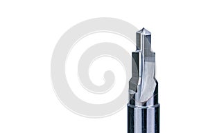 Special tools isolated on white texture background. Sharp reamer detail. HSS cemented carbide. Carbide cutting tool for industry