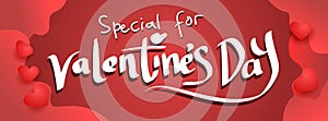 special for valentines day promotional event banner template. abstrct love heart shape with text. vector illustration