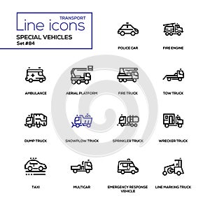 Special vehicles - line design icons set