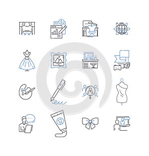 Specialist service line icons collection. Exemplary, Precise, Individualized, Focused, Expertise, Tailored, Elite vector