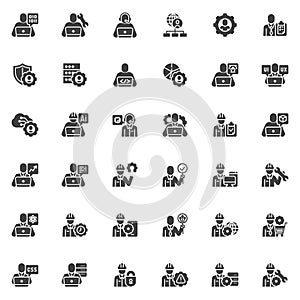 IT specialist vector icons set