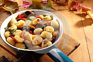 Speciality Italian gnocchi with fresh mushrooms