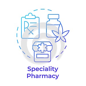 Speciality pharmacy blue gradient concept icon