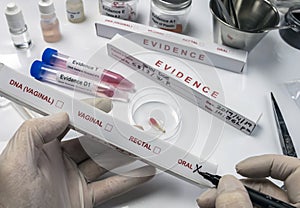 Specialized criminal police check box for oral DNA evidence in an evidence box