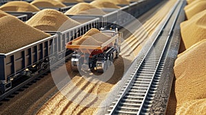 A specialized grain handling vehicle equipped with sophisticated sensors and computer systems delicately maneuvering