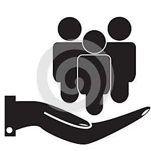 Specialized team task force icon on white background. group job concept. hrm sign. flat style