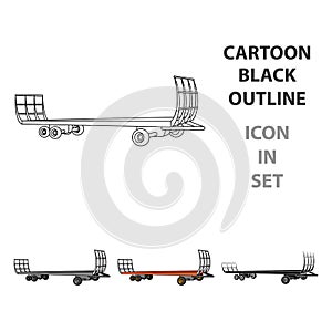 Specialized trailer on wheels for trucks for transportation of hay bales.Agricultural Machinery single icon in cartoon