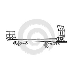 Specialized trailer on wheels for trucks for transportation of hay bales.Agricultural Machinery single icon in outline