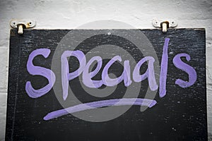 Specials on blackboard