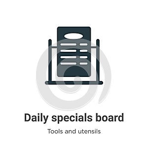 Daily specials board vector icon on white background. Flat vector daily specials board icon symbol sign from modern tools and