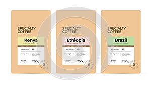 Specialty Coffee Packaging. Set of labels for Coffee