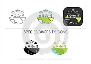 Species diversity icons set