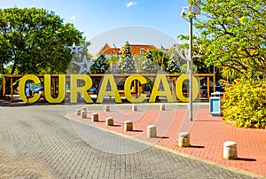 Specific coloured buildings on Handelskade street in Curacao