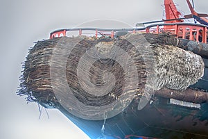 Specific stern of iceboat.