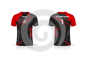 Specification Soccer Sport , Esport Gaming T Shirt Jersey template. mock up uniform . Vector Illustration