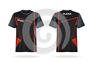 Specification Soccer T Shirt round neck Jersey template. mock up football uniform . Vector Illustration photo