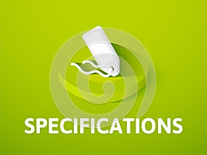 Specifications isometric icon, isolated on color background