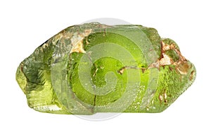 specimen of natural raw peridot crystal cutout