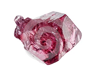 specimen of natural raw red spinel crystal cutout