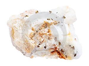 Specimen of quartz rock with natural gold pieces