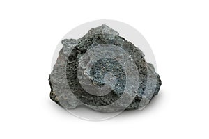 Specimen raw of Basalt stone isolated on white background.