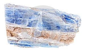 Specimen of raw kyanite rock isolated