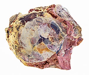 specimen of rough bauxite stone on white