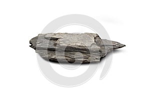 Specimen of shale sedimentary rock isolated on white background.