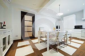 Specious white dining room interior