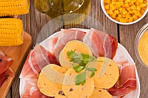 Speck ham and polenta.