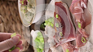 speck. Salo smoked. Traditional meat food in the North of Italy, Trentino and the Alps. High quality 4k footage