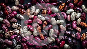 Specked beans, flat lay, top view, AI generative