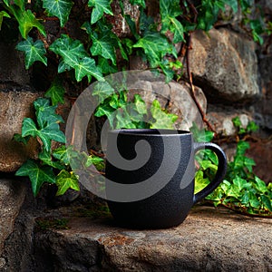 Speckled Black Mug Rustic Coffee Cup Photography