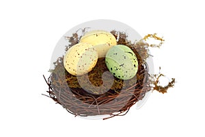 Speckled Easter Eggs in Nest