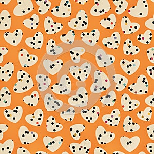 Speckled hearts Valentineâ€™s digital pattern on orange background