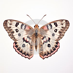 Speckled Wood Butterfly: Revived Historic Art In Light Pink And Black
