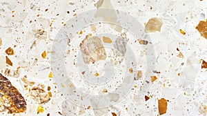 Speckles of goldenhued ing pop against the crisp white background of this polished marble floor adding a touch of warmth photo
