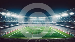 The Spectacle of a Fully Illuminated Football Stadium. Generative AI