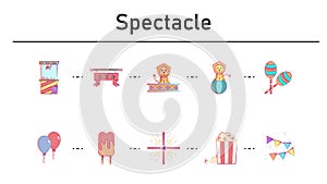 Spectacle simple concept flat icons set