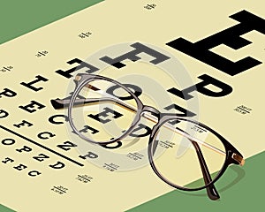 Spectacles on snellen chart