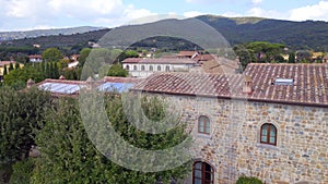 Spectacular aerial top view drone. Italy summer Country medieval Charlie House
