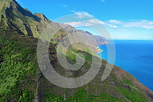 Panoramic landscape of Na Pali Coast National Park, Kauai, Hawaii