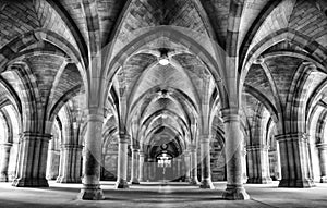 Spectacular architecture inside the University of Glasgow main building, Scotland, UK.