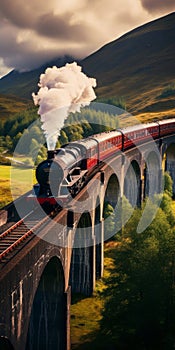 Spectacular Backdrop: Hogwarts Express On Glenfinnan Viaduct