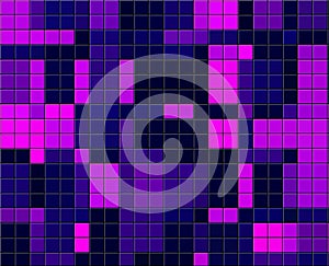 Spectacular background in the shape of a tetris, with beautiful color squares of purple, lilac, blue and black.