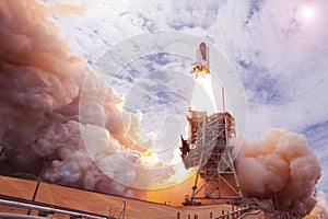 Spectacular and beautiful launch of the space shuttle. With fire and smoke.Elements of this image were furnished by NASA