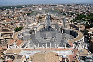 A spectacular bird`s eye view over Vatican City and Rome