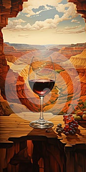 Spectacular Canyon Painting With Glass Of Wine - Inspired By Todd Schorr